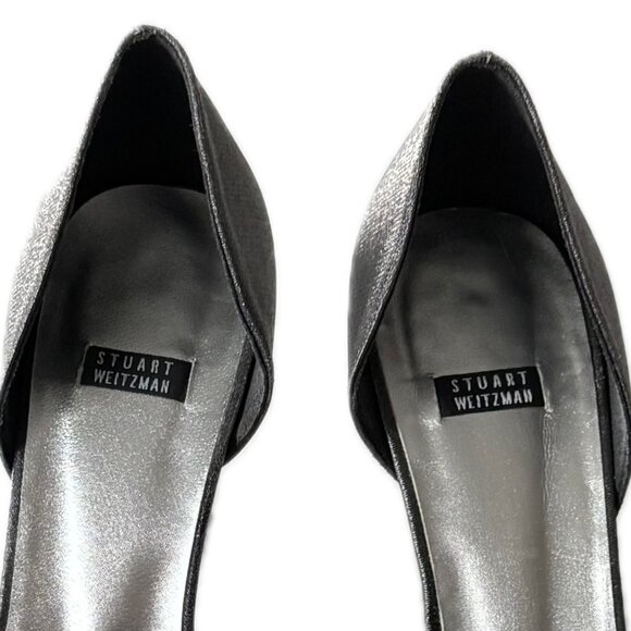 Stuart Weitzman Globonanno Evening Heels Pewter Matte Shimmery Lame Womens 10 B - Picture 9 of 14
